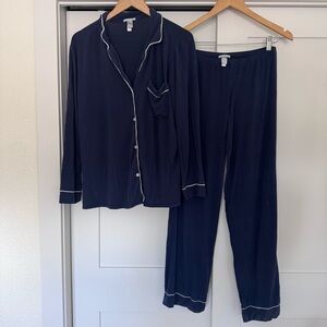 Eberjey Navy Pajama Set with White Piping